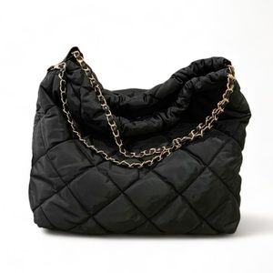 NWT Nylon Quilted Chain Shoulder Tote Bag With Coin Purse